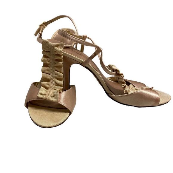 MICHAEL SHANNON Johanna Style Gold 4” Heels Size 7M - Picture 1 of 11